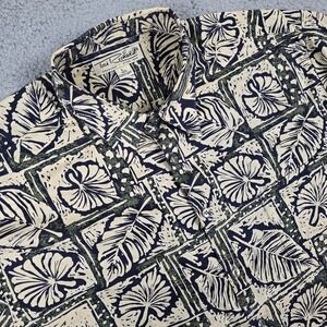 Tori Richard Shirt Mens Large‎ 100% Cotton Lawn Tropical Leaf Print Hawaiian